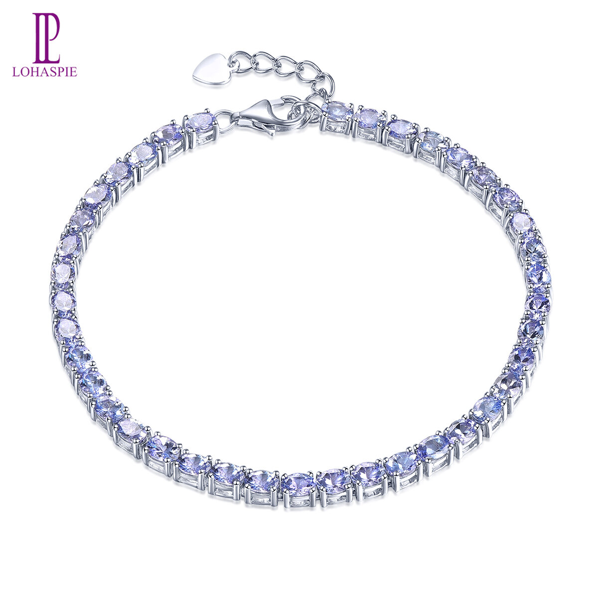 Natural Tanzanite Solid 925 Sterling Silver Bracelet Elegant Gift for Women Mother's Day with Red Garnet and Spessartite Garnet