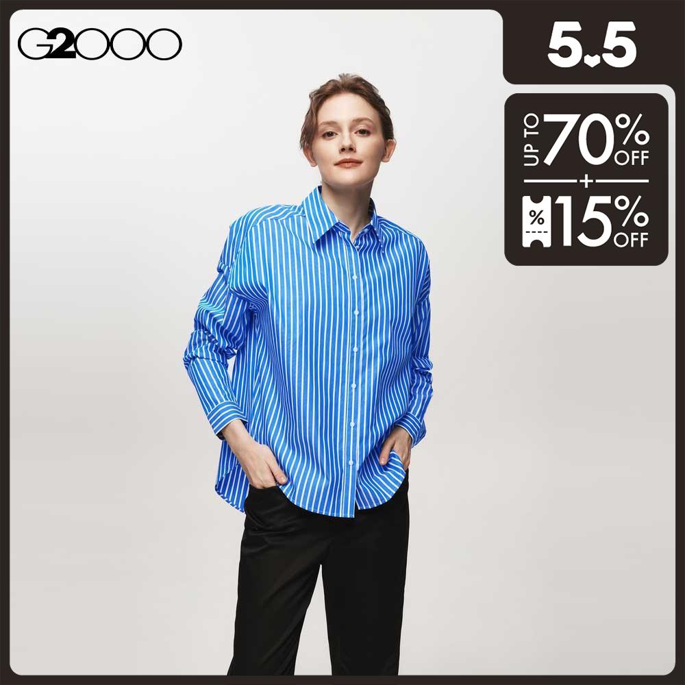 G2000 Women Poplin Stripe Oversized Fit Shirt