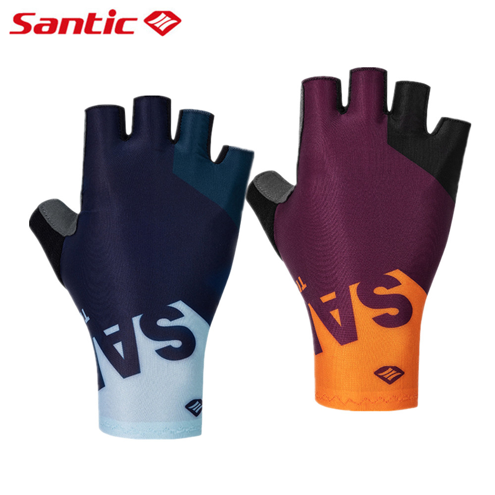 Santic Men Women Cycling Gloves Shockproof Breathable Road Bike Bicycle Short Finger Gloves