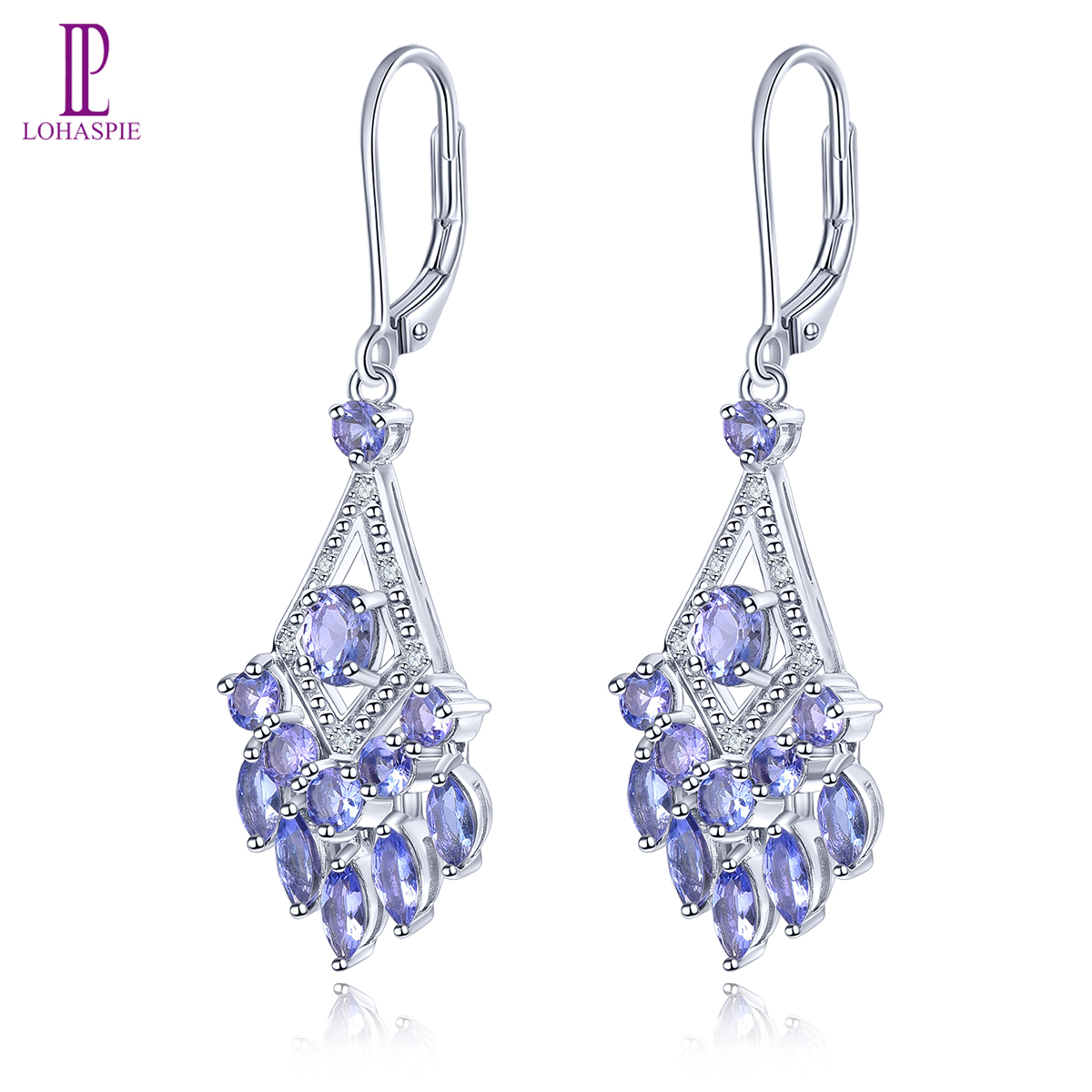 Strling Silver 925 original Natural Tanzanite Drop Earrings Genuine Gemstone Women Top quialty Jewelry New Year Gifts Wedding